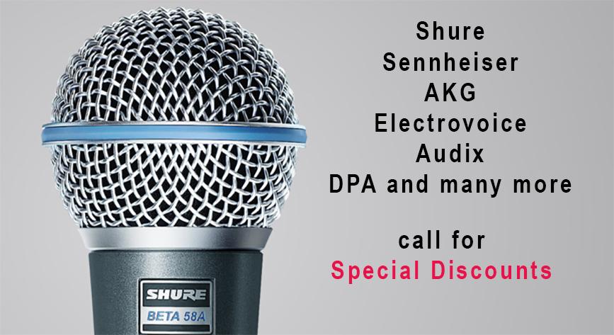 Shure microphones, sennheiser mics, wireless mics special price for churches